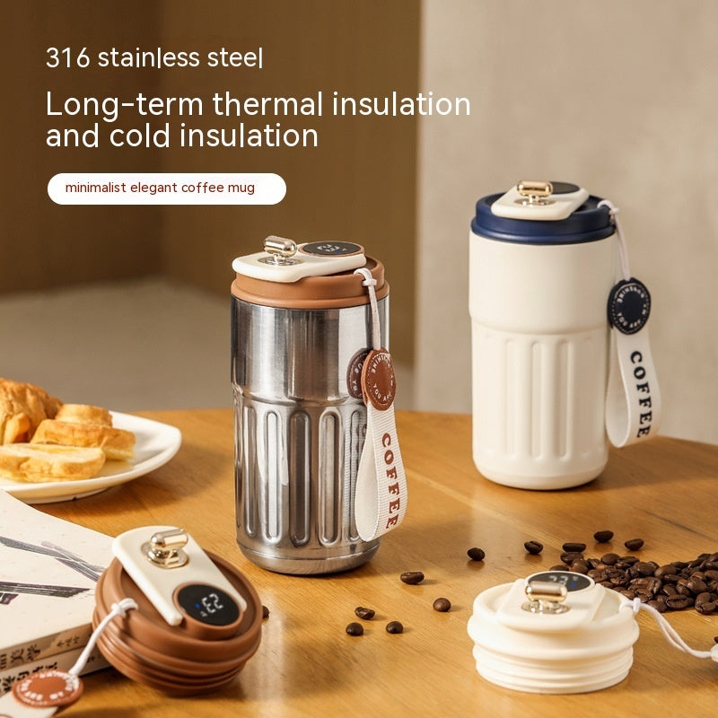Smart Digital Thermal Bottle Portable Coffee Mug Stainless Steel. 450ml.