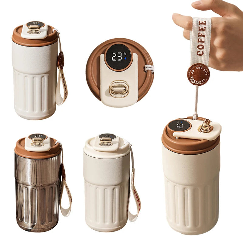 Smart Digital Thermal Bottle Portable Coffee Mug Stainless Steel. 450ml.